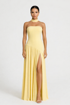 Deborah | Elegant Strapless Dress with High Slit for Women