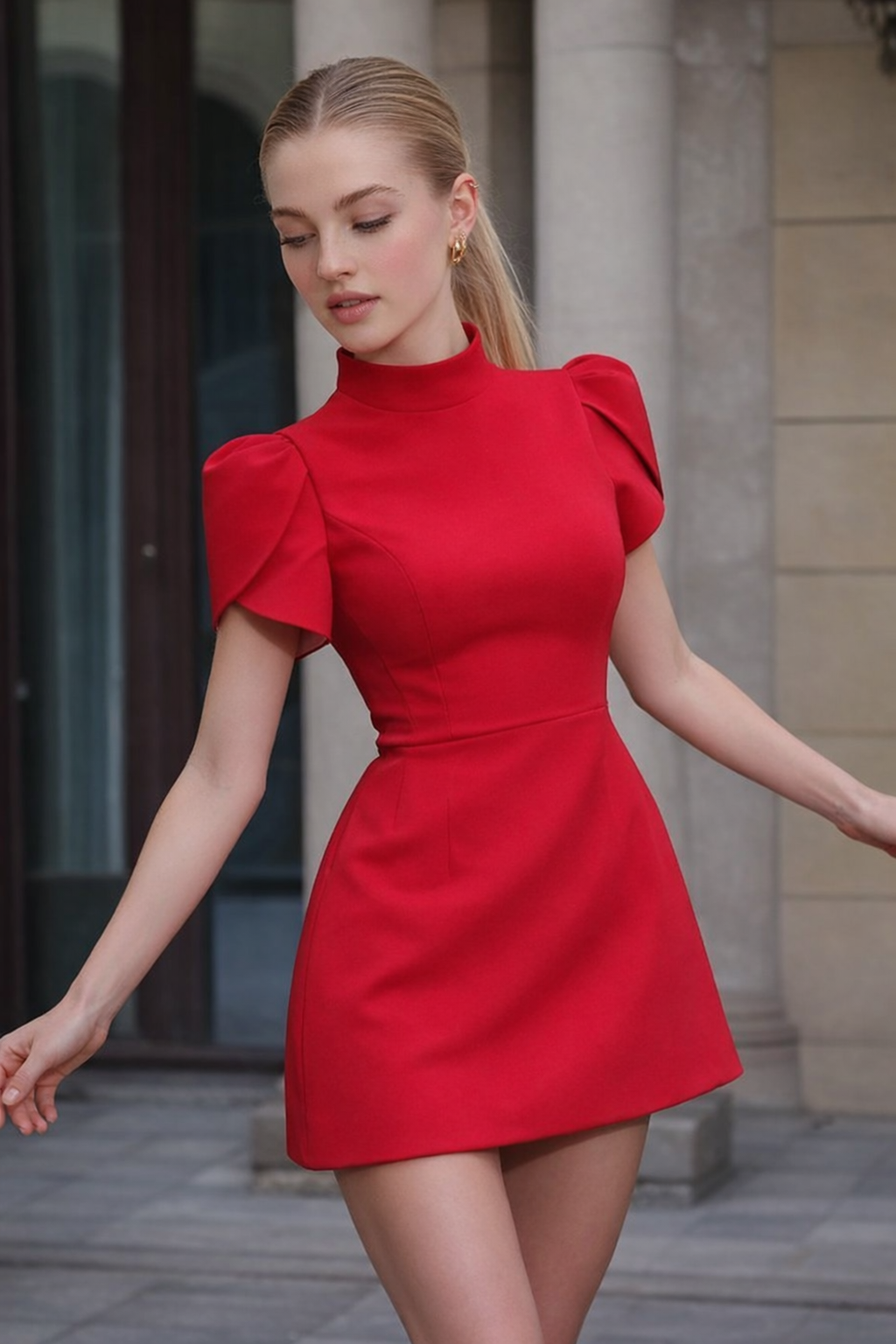 Maris | Elegant Hollow Tie Red Party Mini Dress - Timeless Summer Fashion