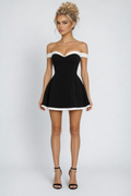 Heather | Timeless Off-Shoulder Contrast Minidress