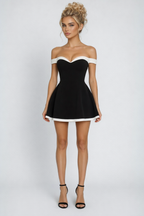 Heather | Timeless Off-Shoulder Contrast Minidress