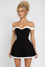 Heather | Timeless Off-Shoulder Contrast Minidress